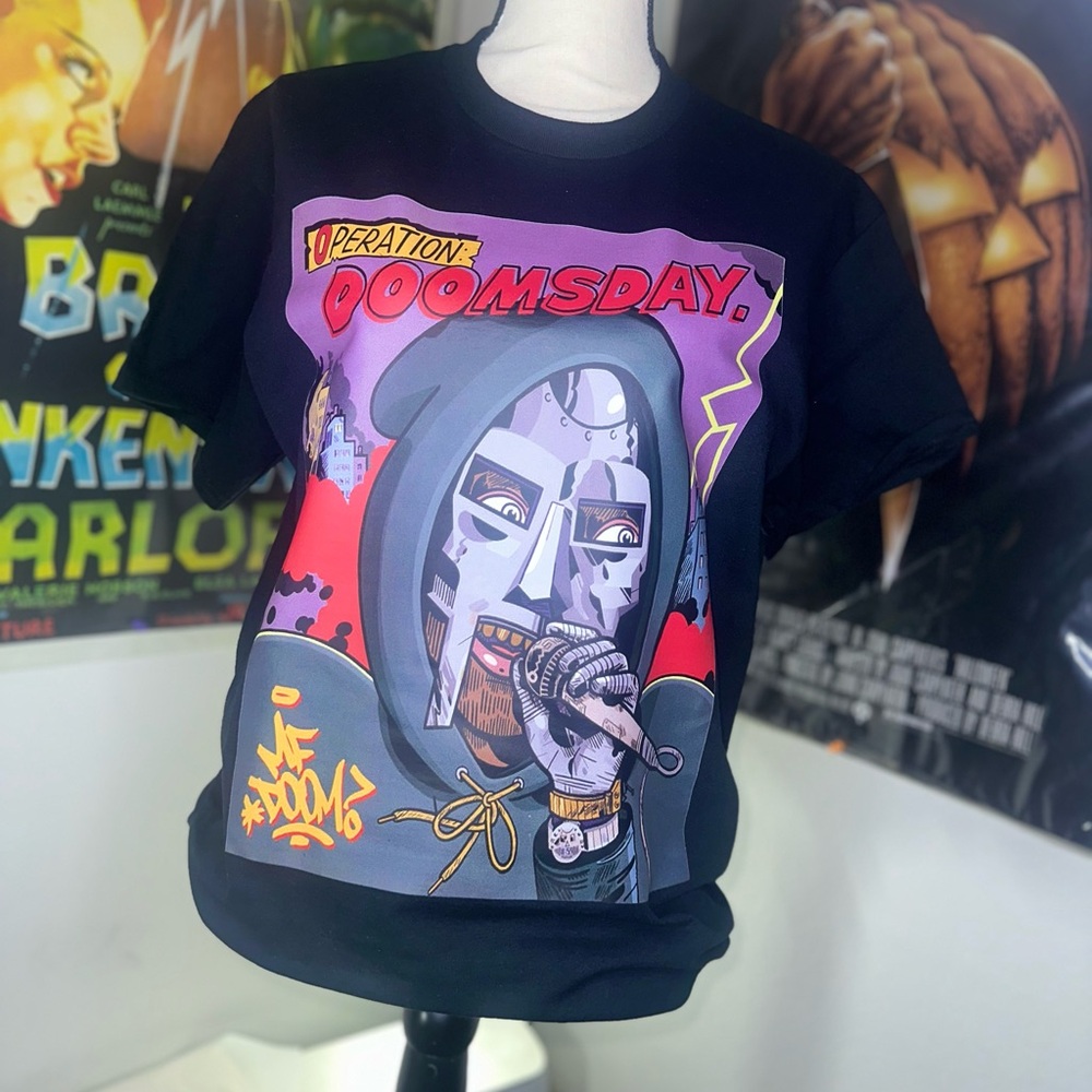 Operation Doomsday Graphic Tee - Black with Purple & Red Art